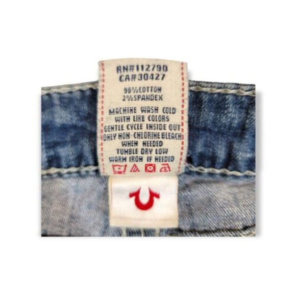 True Religion Women's Blue Belt Looped Slim Fit Straight Leg Denim Jeans Size 28 - Picture 3 of 4